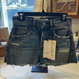 MOUSSY Vintage MV Manhasset Distressed Denim Shorts Blue Size 26 Made in Japan